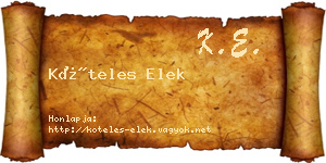 Köteles Elek névjegykártya